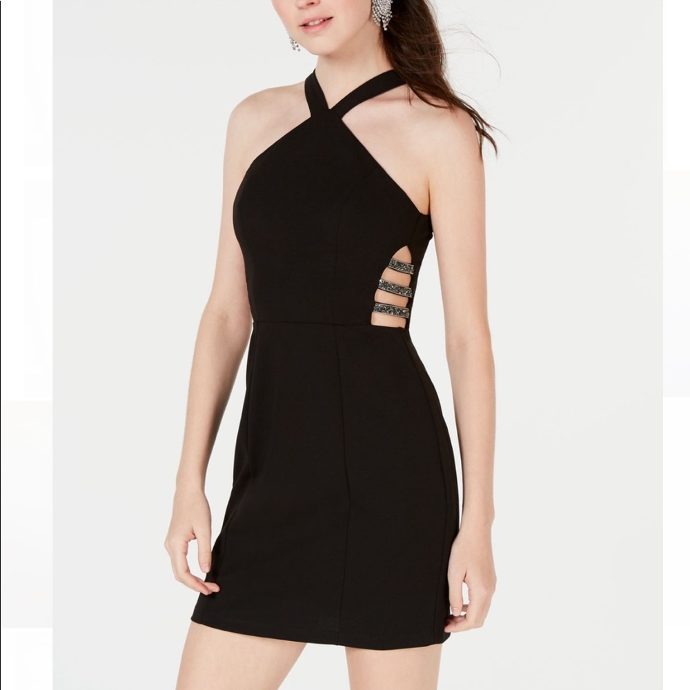 SPEECHLESS Womens Black Sleeveless Mini Dress